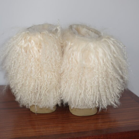 UGG Lida Mongolian Fur Cuff Natural Suede Classic Boots size 5 - Picture 11 of 14